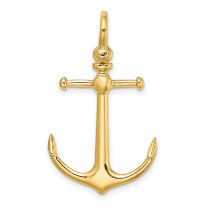 10K 3-D Anchor with Shackle Bail Charm