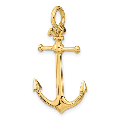 10K 3-D Anchor with Shackle Bail Charm