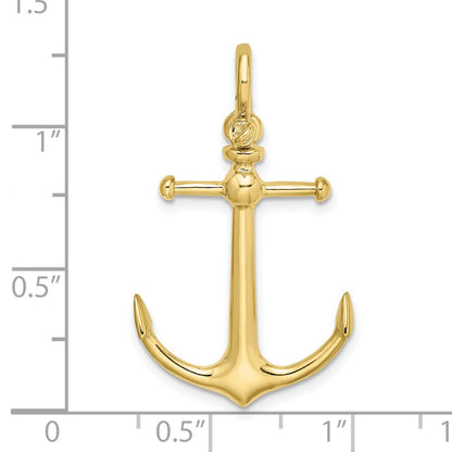 10K 3-D Anchor with Shackle Bail Charm