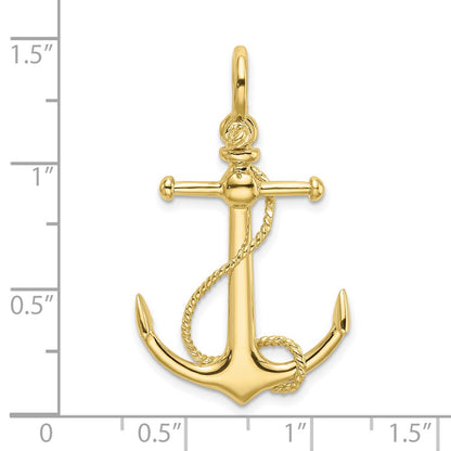 10K Large 3-D Anchor with Long T-Bar and Rope with Shackle Bail Pendant