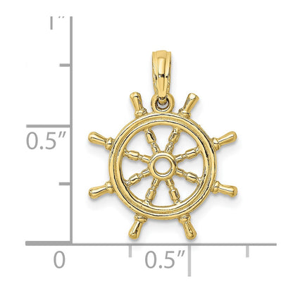 10K 3-D Ships Wheel Charm