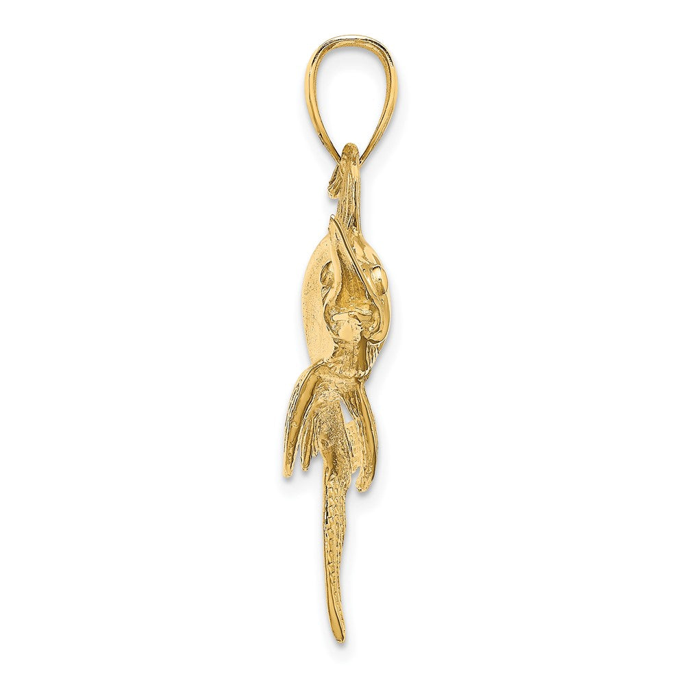 10K Large 2-D Polished and Satin Swordfish Charm