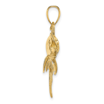 10K Large 2-D Polished and Satin Swordfish Charm