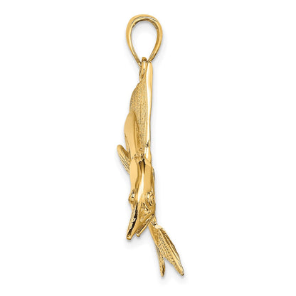 10K Large 2-D Polished and Satin Striped Marlin Charm