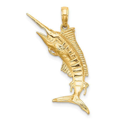 10K 3-D Polished Blue Marlin Charm