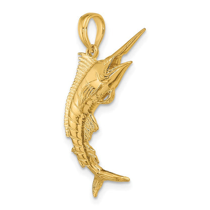 10K 3-D Polished Blue Marlin Charm