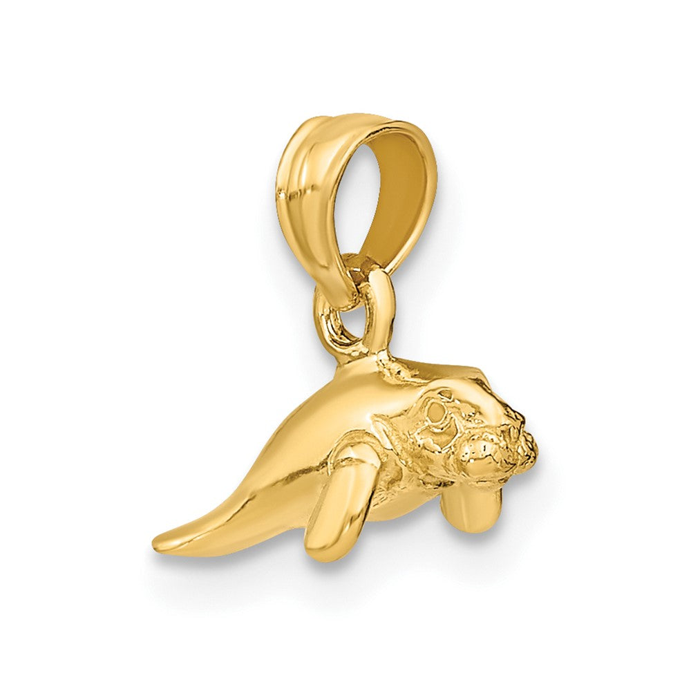 10K 3-D Polished Mini Manatee Charm