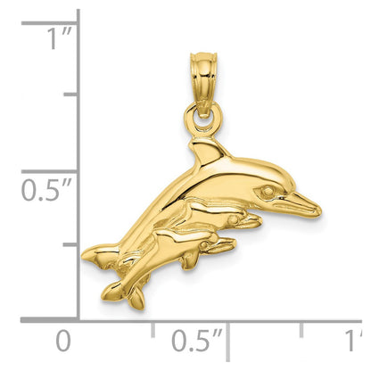 10K Dolphin with 2 Baby Dolphins Charm