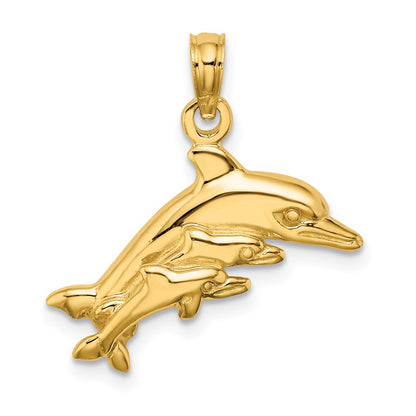 10K Dolphin with 2 Baby Dolphins Charm