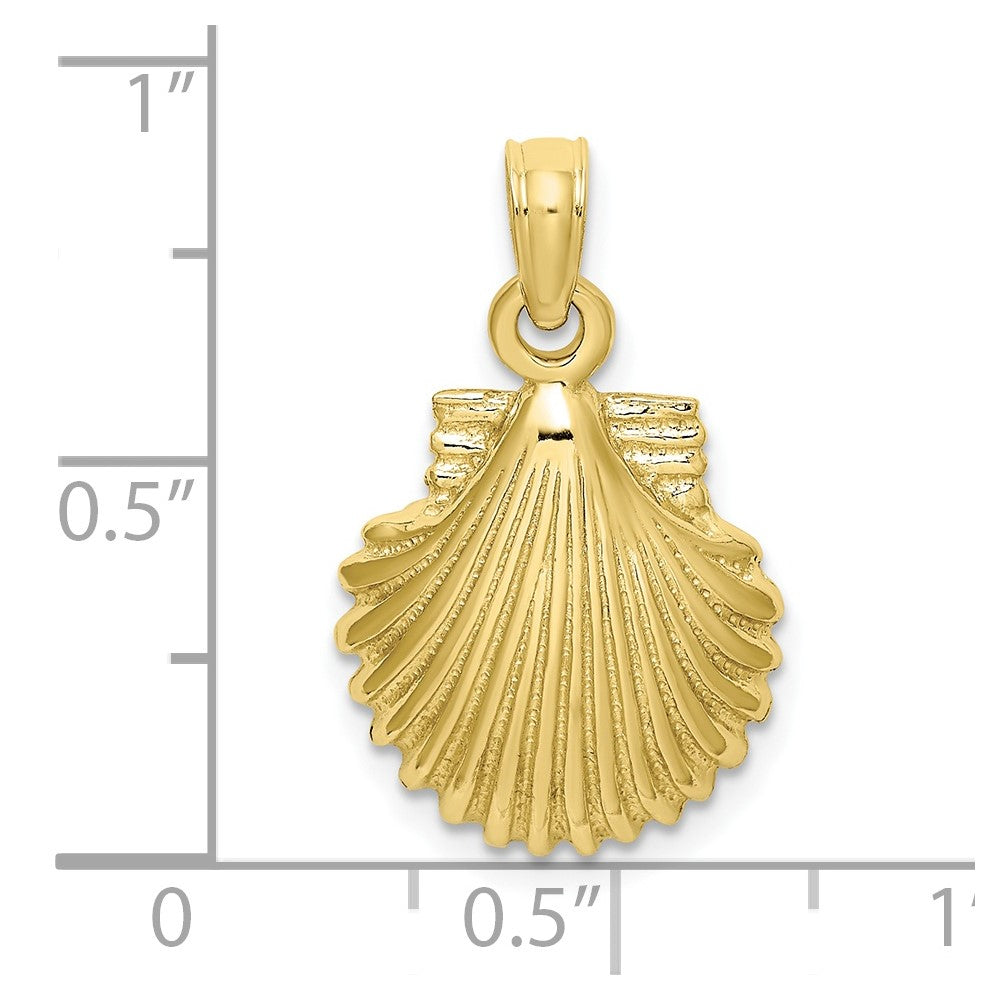 10K Polished Scallop Shell Charm