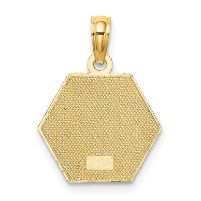 10k Medical Symbol 16x18mm Hexagon Disc Pendant