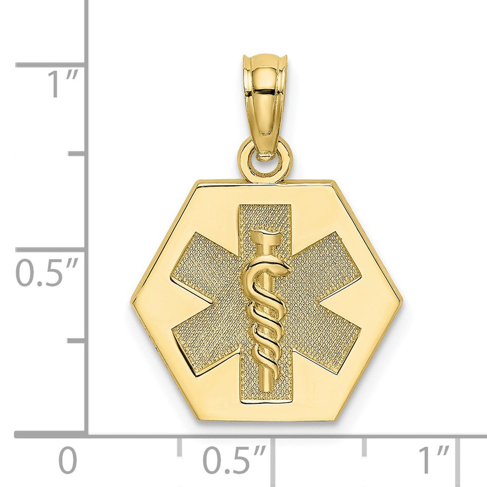 10k Medical Symbol 16x18mm Hexagon Disc Pendant