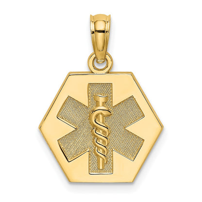 10k Medical Symbol 16x18mm Hexagon Disc Pendant