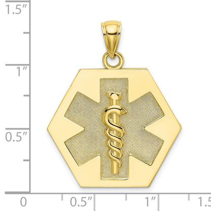 10k Medical Symbol 22x24mm Hexagon Disc Pendant