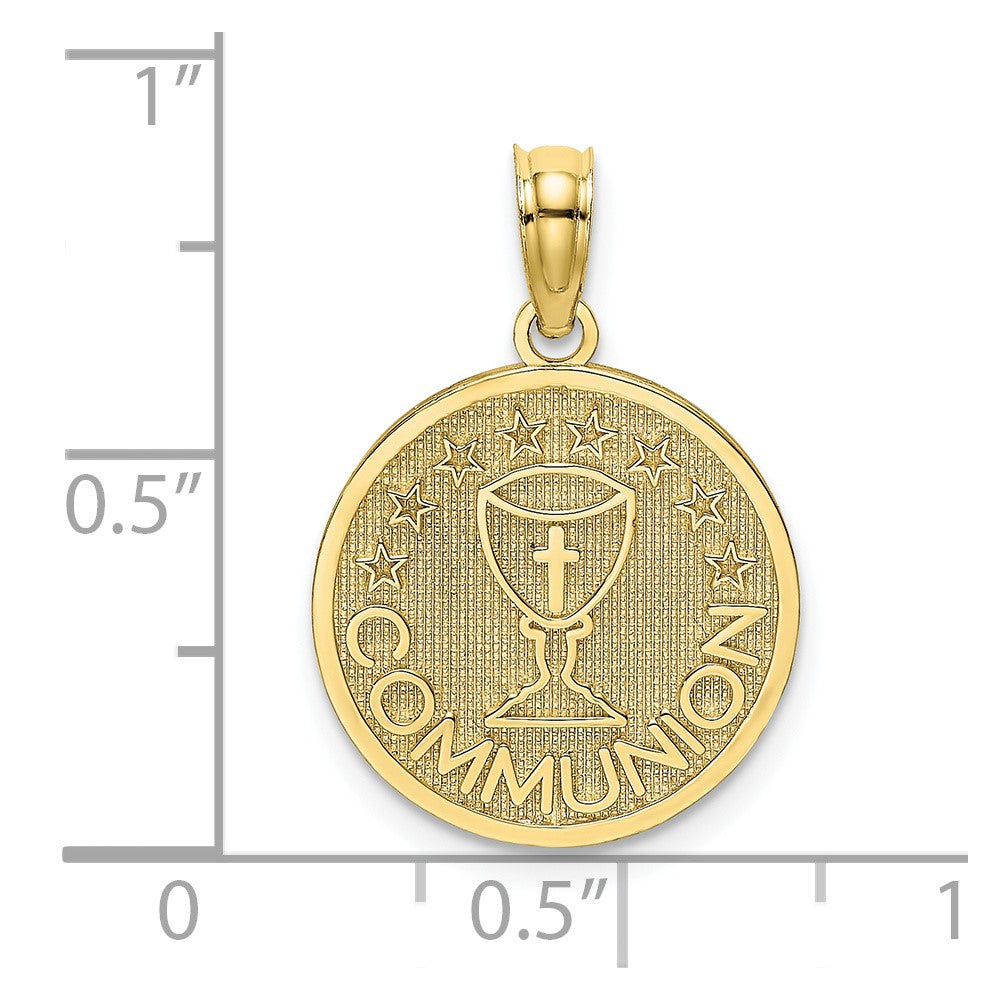 10K Textured COMMUNION Cup on Round Disc Charm