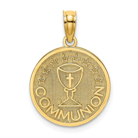 10K Textured COMMUNION Cup on Round Disc Charm