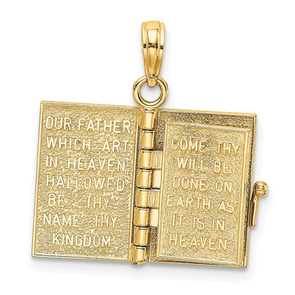 10K 3-D Moveable Pages HOLY BIBLE Opens with Lords Prayer Inside Pendant