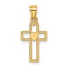 10K Cut-Out Cross Center Heart Charm