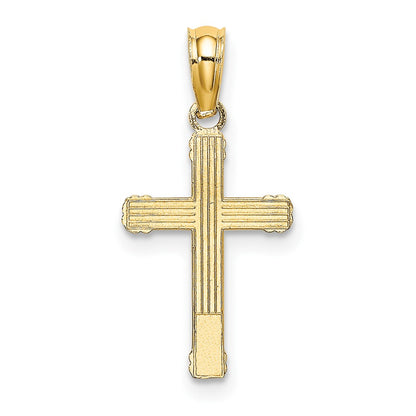 10K Textured with Center Heart Small Cross Charm