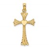 10K Polished and Textured Cross with Heart Charm
