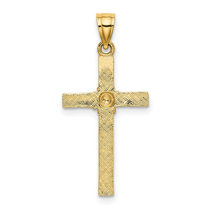 10K Cross with Flower Center Charm