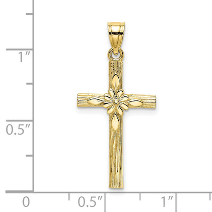 10K Cross with Flower Center Charm