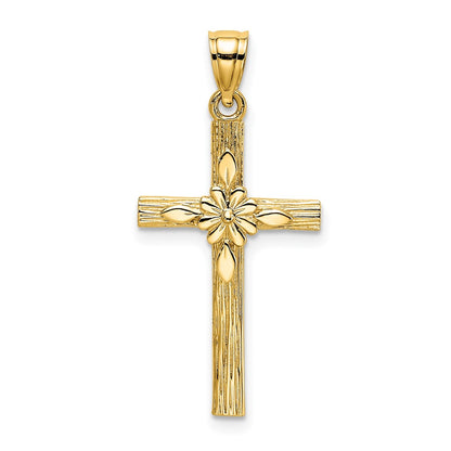 10K Cross with Flower Center Charm