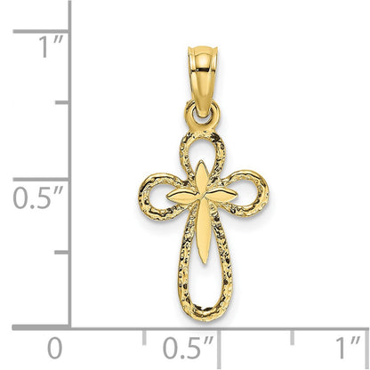 10K Cut-Out Cross with Small Interior Cross Charm
