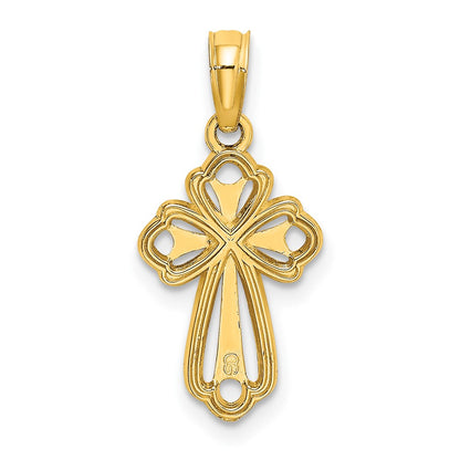 10K Cut-Out Polished Textured Cross Charm