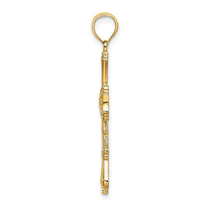10K Cut-Out with Teardrop Sides Cross Charm