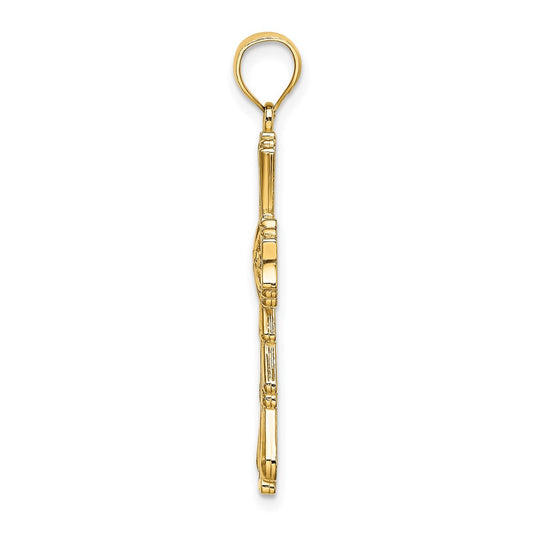 10K Cut-Out with Teardrop Sides Cross Charm