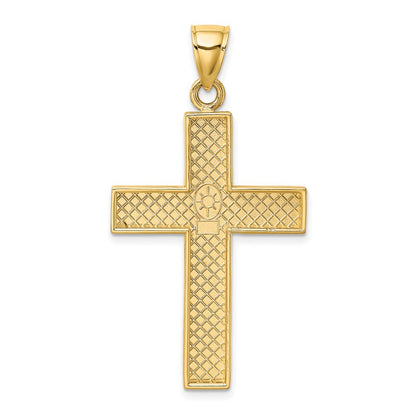 10K Polished Large Block Cross with Open Back Pendant