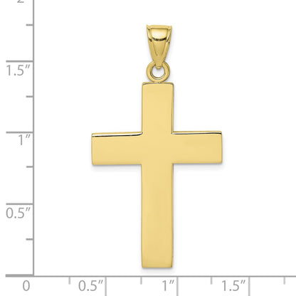 10K Polished Large Block Cross with Open Back Pendant