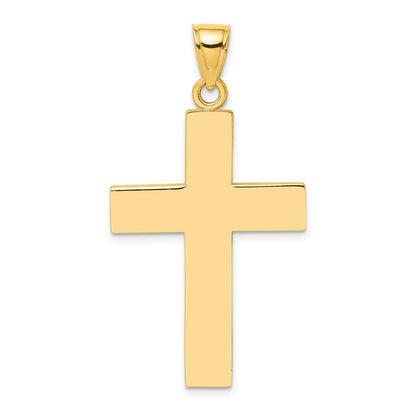 10K Polished Large Block Cross with Open Back Pendant