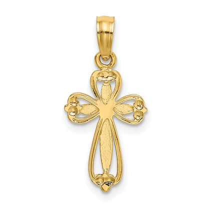 10K Polished and Cut-Out Textured Cross Charm