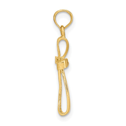 10K 3-D Engraved Polished Twisted Cross Charm