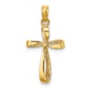 10K 3-D Engraved Polished Twisted Cross Charm