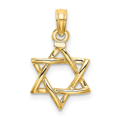 10K 3-D Polished Star Of David Charm