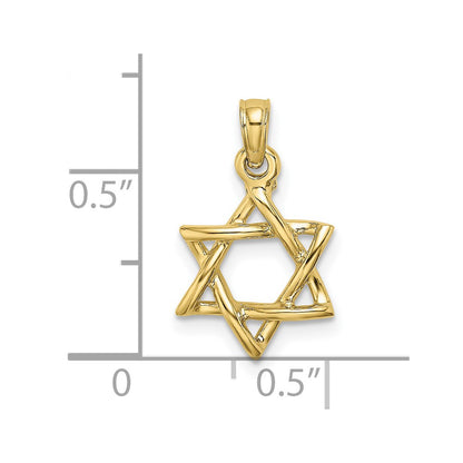 10K 3-D Polished Star Of David Charm