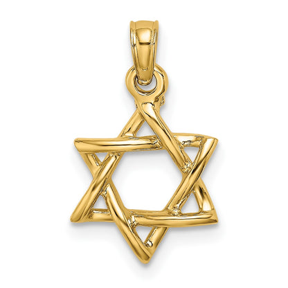 10K 3-D Polished Star Of David Charm
