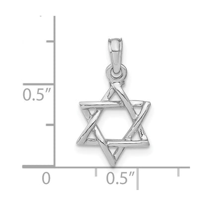 10K White Gold 3-D Polished Star Of David Charm