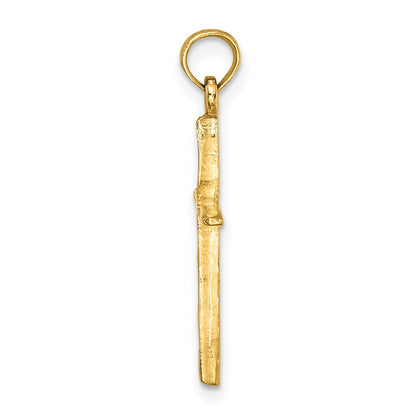 10K Diamond-cut with Tapered Ends Cross Charm