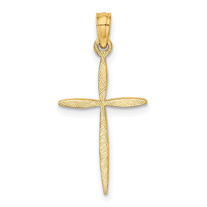 10K Diamond-cut with Tapered Ends Cross Charm