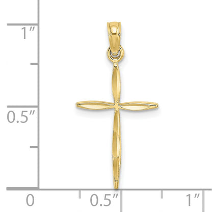 10K Diamond-cut with Tapered Ends Cross Charm