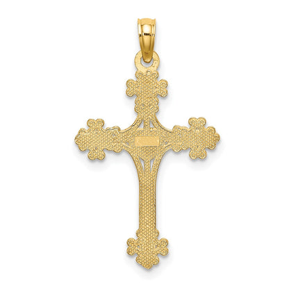 10K Beaded Tip Cross with Heart Center Charm