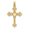 10K Beaded Tip Cross w/ Heart Center Charm