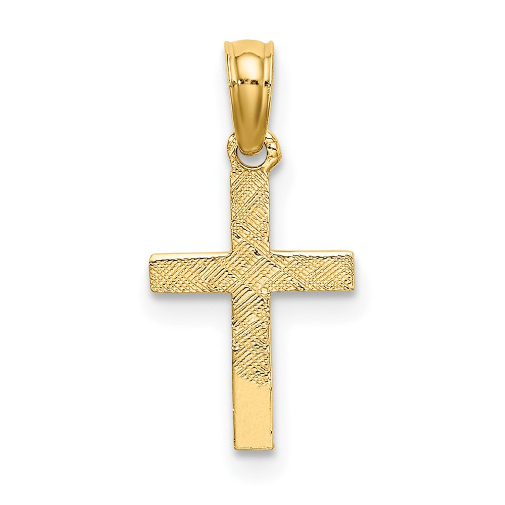 10K Polished Mini Cross w/ Heart Charm