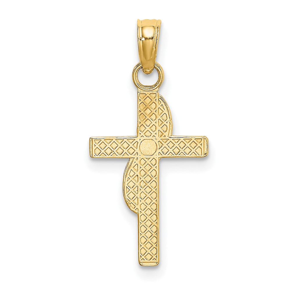 10K Polished W/ Banner Cross Charm