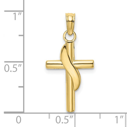 10K Polished with Banner Cross Charm