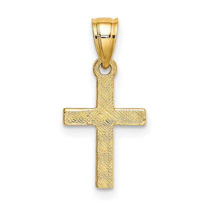 10K Diamond Shape Center Mini Cross Charm